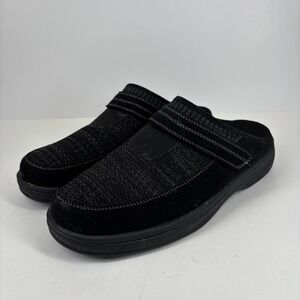 Orthofeet Hudson 334 Men's US 9.5D Black Clog Mules Orthopedic Comfort Slippers